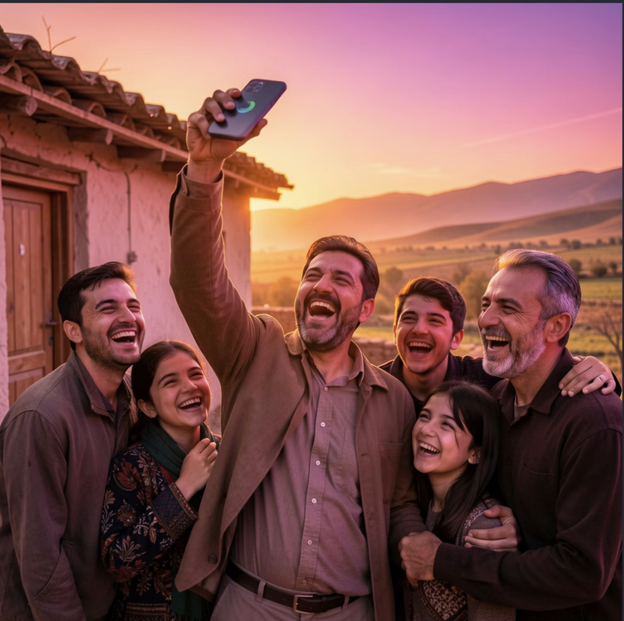 Iranian family celebrating together